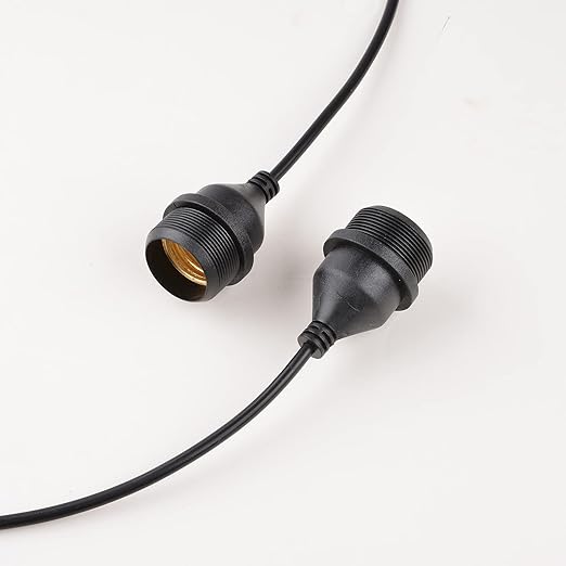 Light Socket with Cord Outdoor Light Socket Wire with E26/E27 Socket Light Bulb Socket with Cord Temporary Construction Lighting Waterproof Socket (6 Pack) 3Foot 20Awg MA6009