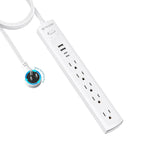 TROND 360° Rotating Plug Surge Protector Power Strip, 2 USB C and 2 USB A, 5 Widely Spaced Outlets, 1440J Surge Protection, Wall Mountable, Flat Cord Extension Cord 10ft for Home Office Dorm, White