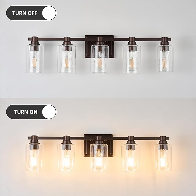 5 Lights Bathroom Lighting Fixtures Over Mirror Oil Rubbed Bronze Bathroom Vanity Light Fixture Farmhouse Vanity Light Vintage for Bedroom Living Room Hallway