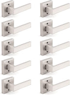 Gobrico Square Satin Nickel Door Levers One Side Dummy Inactive Door Handles for Interior Door Closets French Doors