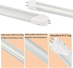 12 Pack 5FT T8 LED Tube Light 48W G13 Bi-Pin Cap 6000K Cool White with Dual Row LEDs T8 T10 T12 Fluorescent Light Bulbs Replacement 5 Foot Shop Lights