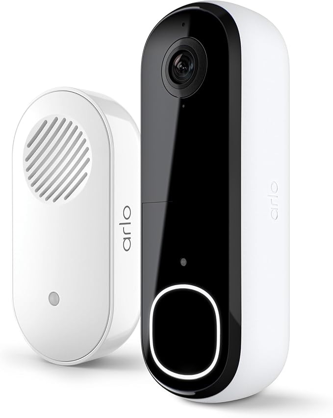 Arlo Video Doorbell 2K 2nd Generation & Chime 2 Bundle, 2K Doorbell Camera, 2-Way Audio, Package Detection, Motion Detection and Alerts, Built-in Siren, Night Vision, AVDK4001-100CNS, White