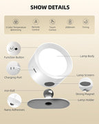 LED Wall Mounted Lights, Rechargeable Wall Sconces with Remote & Touch Control, 3 Color Temperatures 360° Rotation Dimmable Cordless Wall Light for Bedroom Study Reading Bedside (White, 3 Pack)