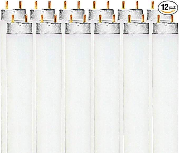 LUXRITE F32T8/850 32W 48 Inch T8 Fluorescent Tube Light Bulb, 5000K Bright White, 2800 Lumens, G13 Medium Bi-Pin Base, LR20734, 12-Pack