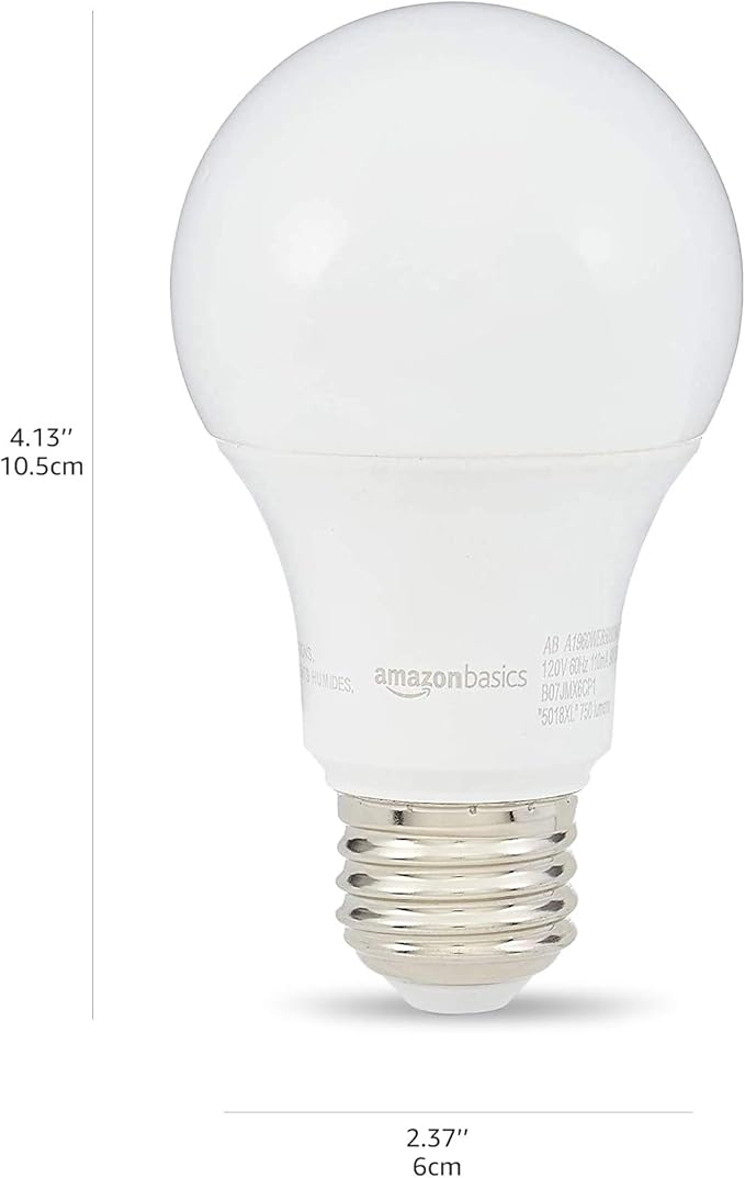 Amazon Basics A19 LED Light Bulbs 60 Watt Equivalent, Warm White (3000K), Energy Efficient 9W, Non-Dimmable, 10,000 Hour Lifetime, 24 Count (Pack of 1)