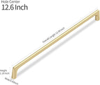 10 Pack 12.6 Inch(320mm) Hole Center Modern Brushed Gold Cabinet Pull Handle Timeless Vanity Drawer Pull Handle Classic Cabinet Hardware for Kitchen Dresser Bathroom, Screws Included, B-Gold(12.6x10)