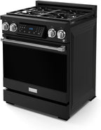 Gordon Ramsay by THOR Kitchen 30 Inch Professional Gas Range with Tilt Panel Touch Control in Black/Stainless Steel
