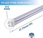 48 pcs 4FT 24W T8 LED Tube Light White Daylight 6000k 4' LED Bulbs Garage Warehouse Shop Light Ballast Bypass G13 Base T10 T12 Fluorescent lamp Replacement AC100-277V Clear Cover