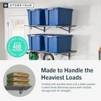 StoreYourBoard 2-Pack Heavy Duty Wall Shelves 1ft x 4ft – Wall-Mounted Garage Storage Shelving and Organization for Sheds, Closets, or Utility Rooms – Holds 200 lbs - Hammered Gray