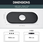 6 Inch Faucet Deck Plate for Bathroom Sink - Universal Fit for 1 Hole or 3 Hole 4 Inch Centerset Basins - Escutcheon Faucet Plate - Stainless Steel Faucet Hole Cover(Matte Black)