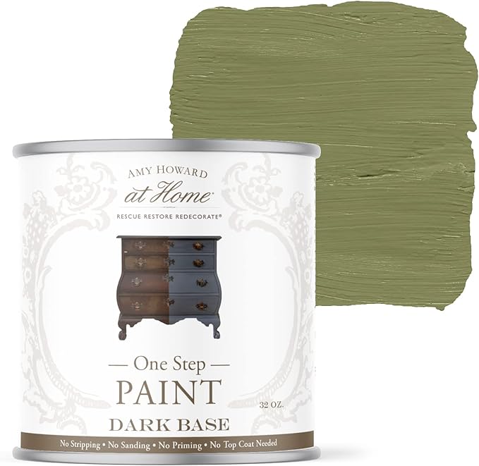 AMY HOWARD AT HOME Chalk-Based One Step Paint for Furniture, Cabinetry, Decor, Finish, and More | No Stripping, Sanding, or Priming | Dark Base | 32 Ounce | English Garden