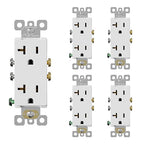 ELEGRP Glossy White Decorator Electrical Wall Outlet Receptacle, 20A 125V Standard Outlets, 2 Pole 3 Wire, Non-Tamper Resistant, NEMA 5-20R, Self-Grounding Wall Outlet, UL Listed, 5 Pack
