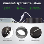 Black Recessed Lighting 4 Inch 6 Pack,Ajustable Eyeball Gimbal Light,Led Recessed Lighting 4 Inch Ceiling Light with Junction Box,5CCT Selectable,Airtight,9W 750LM,Dimmable,ETL Listed
