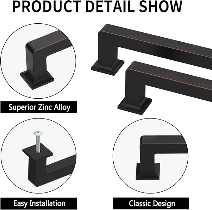 10 Pack 7"(177mm) Oil Rubbed Bronze Cabinet Pulls Kitchen Cabinet Handles Drawer Pulls Cupboard Hardware for Cabinets CK0078