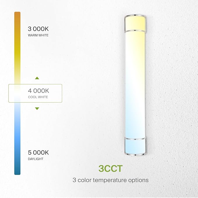 ASD LED 36" Vanity Flush Mount Light Fixture, Linear Bathroom Lighting Bar | 3CCT, Dimmable, Energy Star, ETL Listed | 30W 2650LM 3000-5000K 120V | Long Tube Bath Wall Sconce Over Mirror | Nickel