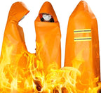 DIBBATU Fireproof Cloak, Fire Escape Cloak, Extra Big Fireproof Fiber Cape, Emergency Used as A Fire Blanket, Head Protection Fire Escape Suit for Household, Office Home (Orange, 63 * 56in)