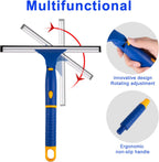 ITTAHO Swivel Shower Squeegee for Glass Doors, All-Purpose Anti-Slip Window Squeegee with 2 Blades, Window Cleaner Tool Bathroom Squeegee for Shower Doors, Tile Shower Walls，Mirrors,Car Windshields