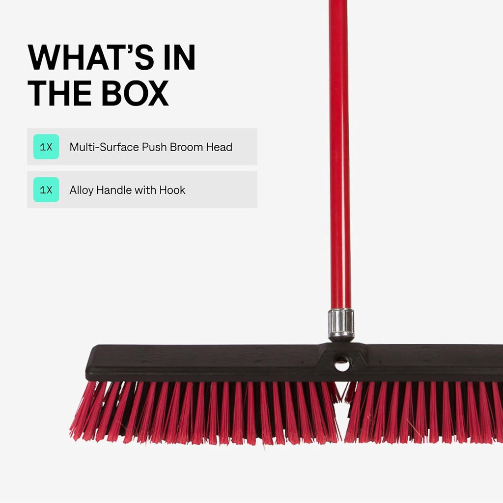Large 24'' Multi-Surface Push Broom with Alloy Handle