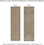 Board & Batten Vinyl Shutters (1 Pair) | 14.5"x55" (4-Board) - Coastal Sand Dune | Exterior Window Shutters | Includes Mounting Hardware | Simple Installation | Made in USA