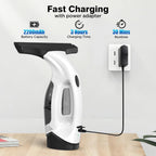 Window Vacuum Squeegee Cordless, 2000Pa Electric Window Cleaner Tool with 2200mAh & 150ml Water Collection Tank, Window Cleaning Kit Shower Squeegee for Glass Doors, Windows, Mirrors, Car (White)