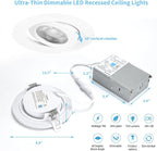 4 Inch Led Recessed lights ,Ultra-Thin Adjustable Eyeball Gimbal LED Recessed Lighting, with Junction Box 9 Watts,750lm, Dimmable geiling light ETL (2700K/3000K/3500K/4000K/5000K Option, 4pack)