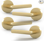 Mega Handles Ronn Dummy Door Handles - 4 Pack Heavy Duty Gold Door Handle, Non-Turning Door Handle for Hallway, Closet & French Doors, Single Side, Fits All Standard Doors - Satin Brass
