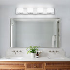 SineRise LED Modern Bathroom Vanity Light Fixtures (5-Light, 40-Inch, 5CCT), Chrome Modern Acrylic Bathroom Wall Lighting Fixtures Over Mirror (3000K/3500K/4000K/5000K/6000K)