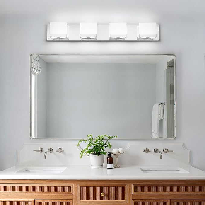 SineRise LED Modern Bathroom Vanity Light Fixtures (5-Light, 40-Inch, 5CCT), Chrome Modern Acrylic Bathroom Wall Lighting Fixtures Over Mirror (3000K/3500K/4000K/5000K/6000K)