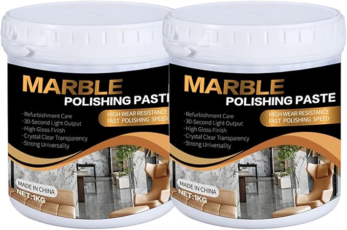 Marble Polishing Paste, Professional Marble Cleaner & Quartz Polish, Stone Sealer & Protector for Countertops, Floors, and Walls – Marble Polishing Compound Kit, 2.2LB (2 Piece)