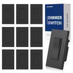 ELEGRP Dimmer Light Switch for 300W Dimmable LED/CFL Lights and 600W INC/HAL Bulbs, Single Pole/3-Way LED Slide Dimmer Light Switch, Wall Plate Included, UL Listed, 10 Pack, Black