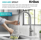 KRAUS Oletto Modern Industrial Pull-Down Single Handle Kitchen Faucet in Spot Free Stainless Steel, KPF-2654SFS