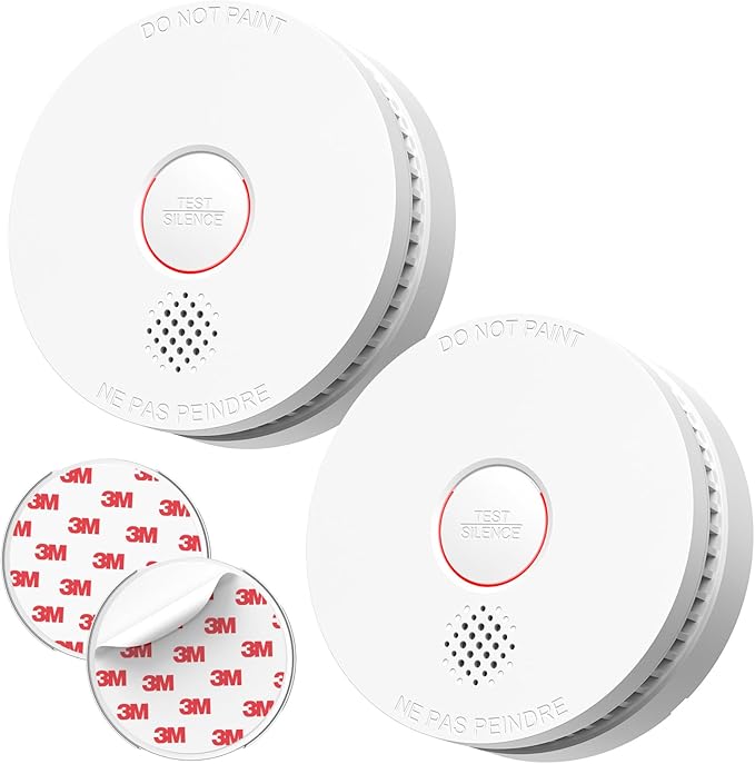 SITERLINK Smoke Detectors,Replaceable Battery Included Smoke Alarms with 10 Hours Silence Button,Photoelectric Sensor Smoke Detector,Fire Detectors for Home,ETL-9th Listed,GS509A 2-Pack