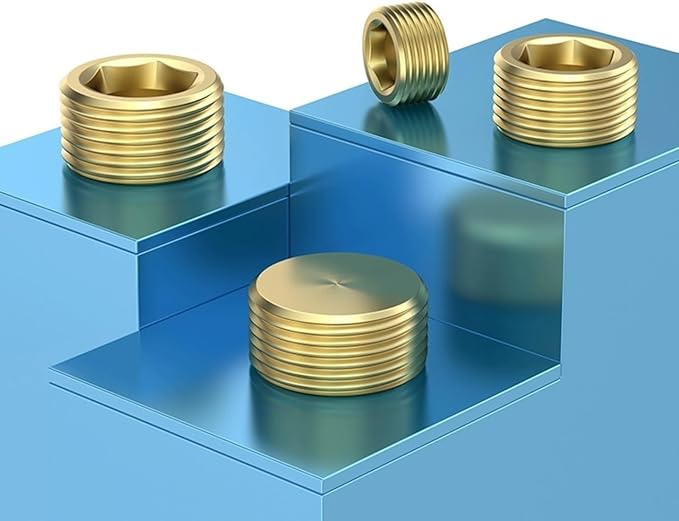 18PCS 1/8" NPT Brass Male Pipe Plug Fitting Hex Counter Sunk Pipe Plug (1/8" NPT)