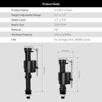R&T Toilet Fill Valve A1320, Toilet Repair Kit Inside Tank, Universal Toilet Replacement Kit, Quiet and Fast Fill Water, Height Adjustable, Easy to Install