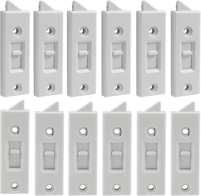 Window Latch Locks Replacement Window Parts and Hardware, Plastic Spring Loaded Sliding Window Tilt Latch for Home Window Accessories, Pack of 12 (White)