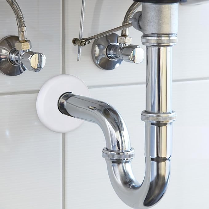 4Pcs Round Wall Plumbing Cover Plates, 29mm Buckle Design Split Flange Escutcheon Plate, Self-Adhesive Round Escutcheon Plumbing Cover Plates for Faucet Bathroom Kitchen Toilet