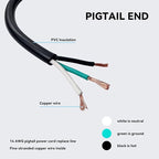 2 Pack 12 ft 14/3C SJTW Appliance and Power Tool Cord, 14 Gauge 3 Prong Heavy Duty Replacement Power Supply Cord Cable, 110V 115V 120V AC Pigtail, 15A, 1875w