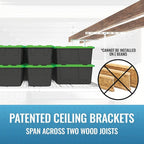 MonsterRax Overhead Garage Storage Rack - 4 x 8 Ceiling Rack for Garage Racks, Organization Shelving, Adjustable Hanging Shelf, White, 12"-21" Height Adjustment