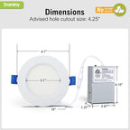 DAMINY 24 Pack 4 Inch LED Recessed Lighting with Junction Box,5CCT,Ultra-Thin Recessed Light,7W 700lm, Dimmable Canless Wafer Ceiling Light, High Brightness - ETL