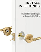 Asidrama 1 Pack Champagne Bronze Passage Door Handles, Door Lever with Door Knobs Indoor for Bedroom or Bathroom, Heavy Duty Door Handles Interior with Locks for Left Right Sided Doors