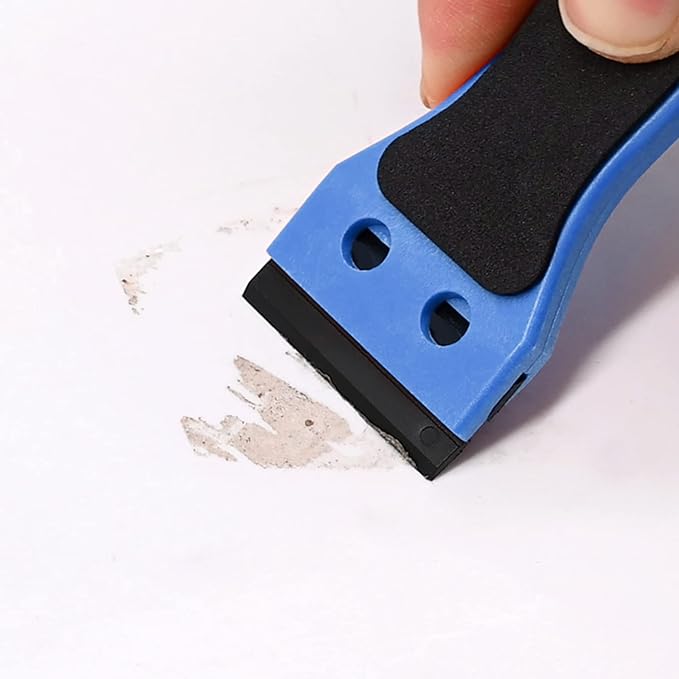 EHDIS 2pcs Plastic Razor Scraper 6-inch Long Handle Adhesive Remover Tool with 100 Double-Edge Blades for Window Tint Vinyl Scraper Decal Sticker Glue Remover (blue)