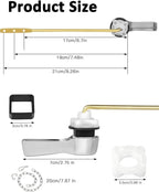 Toilet Handle Replacement Kit, 701 Universal Toilet Flush Handle, Zinc Alloy Toilet Tank Trip Lever with H2 Brass Arm Front-Mount, Repair Kit Fit for American Standard, Mansfield Toilet, Silver