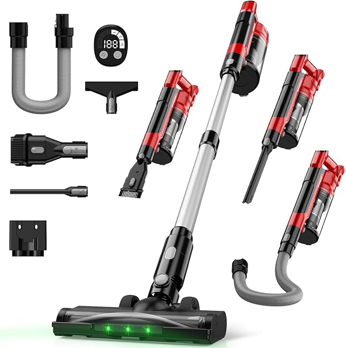 Cordless Vacuum Cleaner for Milwaukee M18 Battery, 7-in-1 Lightweight Stick Vacuum with HEPA Filter, 35KPA Suction, 350W Brushless Motor, 3 Modes for Floor, Carpet, Car(Battery Not Included)