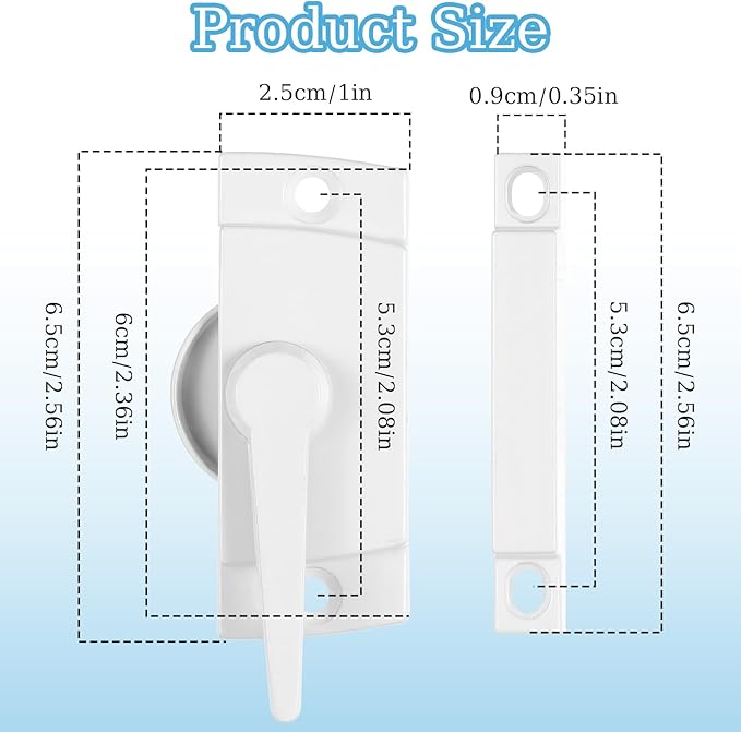 10 Pcs Cam Action White Window Sash Locks, Security Window Latches Replacement Sash Lock, Replacement Sash Lock for Horizontal Sliding Windows and Vinyl Single or Double Windows