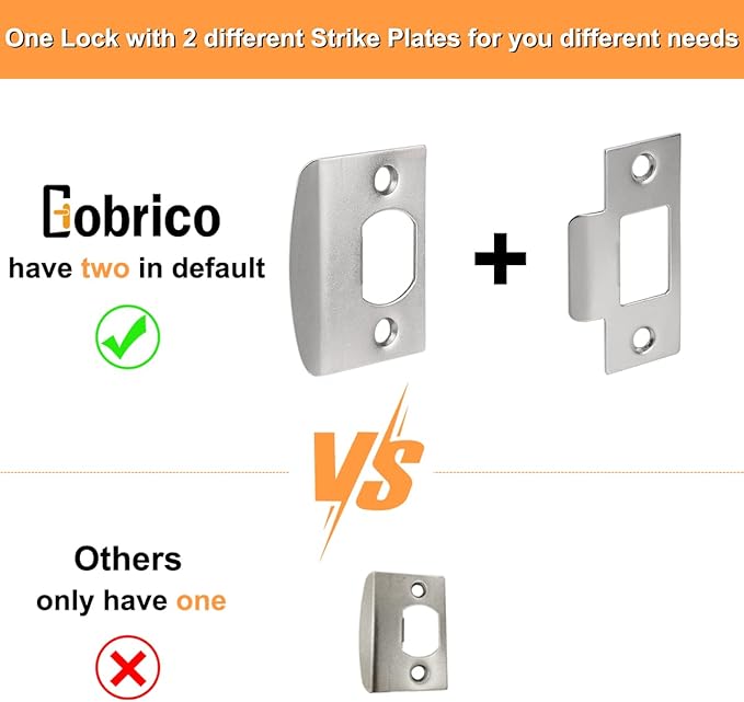 Gobrico 6 Pack Square Entry Exterior Door Levers Locksets with Keys,Heavy Duty Door Hardware,Satin Nickel Finished