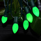 SUNSGNE 25 Pack Green Ceramic Christmas Light Bulbs St. Patrick's Light Bulbs for C7 Christmas St. Patrick's Day Decor, E12 Candelabra Base, 0.6W