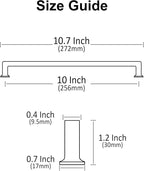 Alzassbg 6 Pack Matt Black Cabinet Pulls, 10 Inch(256mm) Hole Centers Cabinet Handles Square Kitchen Hardware for Cabinets AL3046MB