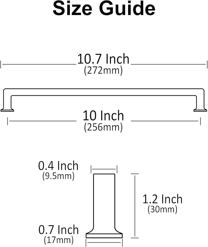 Alzassbg 6 Pack Champagne Bronze Cabinet Pulls, 10 Inch(256mm) Hole Centers Cabinet Handles Square Kitchen Hardware for Cabinets AL3046TGP