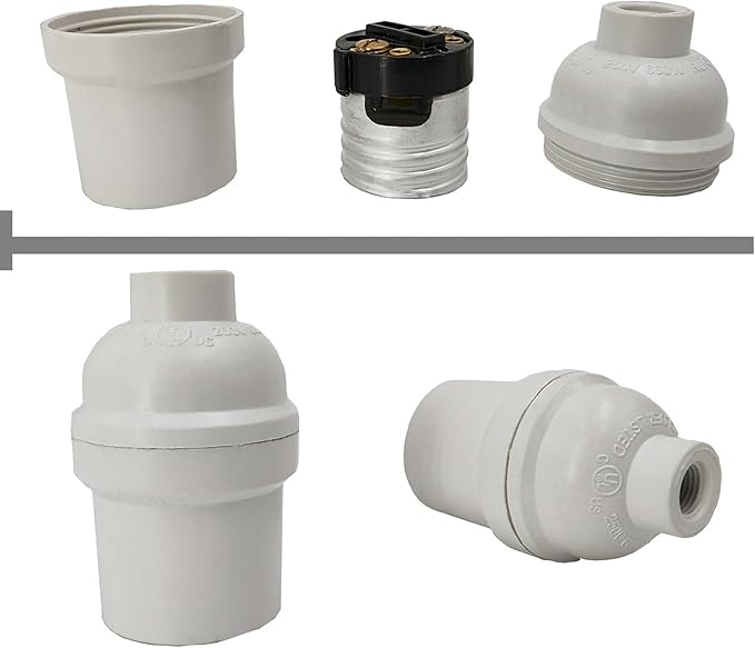 E26 E27 Light Socket,8-Pack White Edison Retro Pendant lamp Holder, E26 E27 Plastic Standard Screw-in Socket Maximum Wattage 250W Heat Resistant Up to 200℃ Fire Resistant