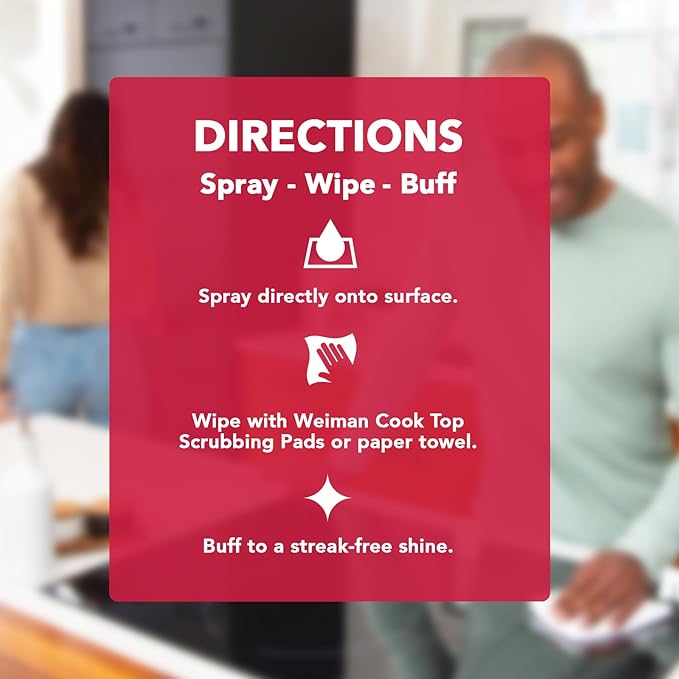 Weiman Cooktop and Stovetop Daily Cleaner Spray, Streak-Free, Non-Abrasive - 2 Pack, 22 oz with Micro Fiber Buffing Towel Included